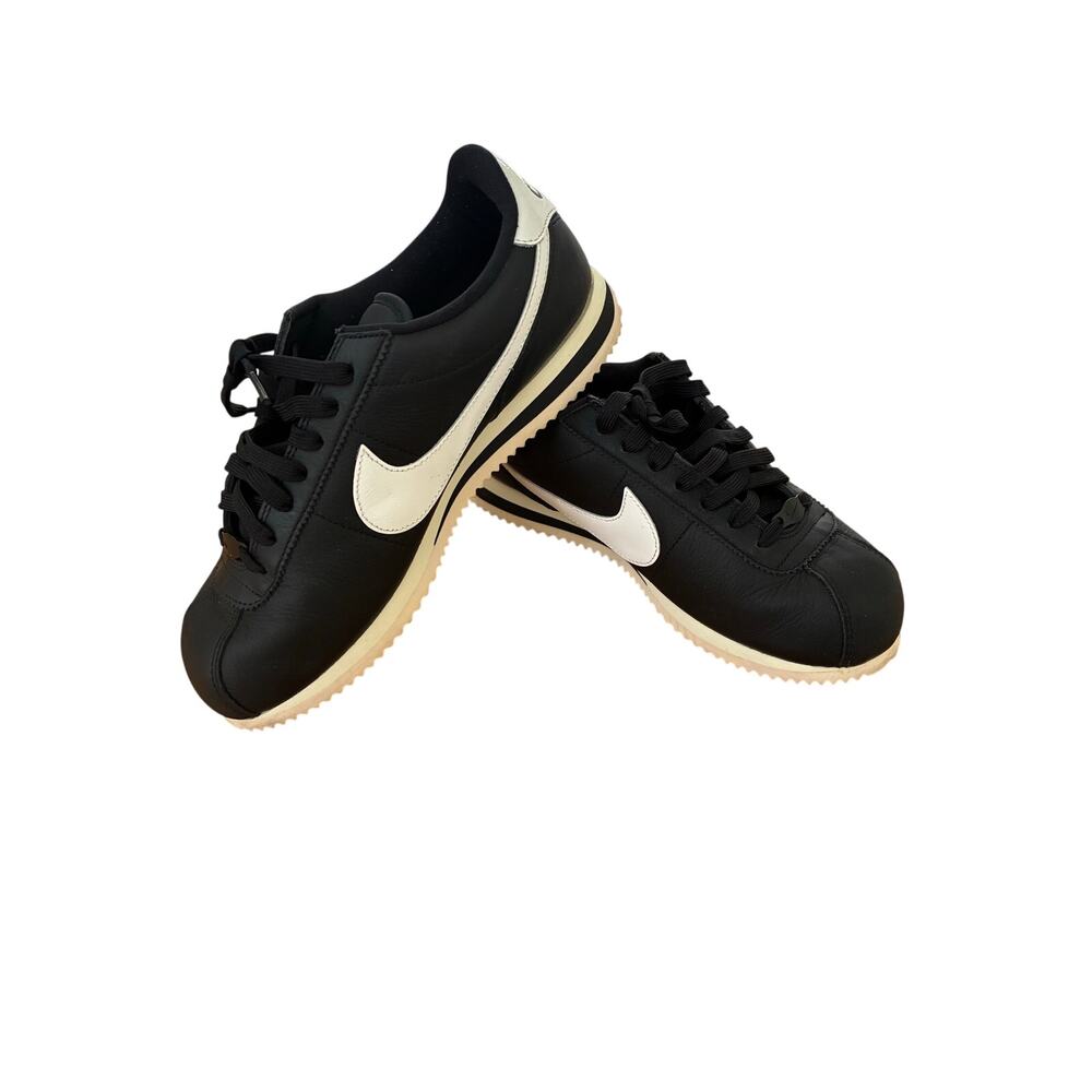 Nike Cortez 23 Leather Sneakers Shoes Women's 9.5 Lace Up Black White Casual